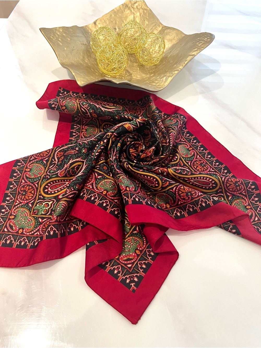 Eclectic paisley pattern floral paisley scarf 30” by 30”
